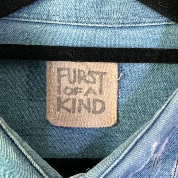 Furst Of A Kind Denim Chambray Plaid Flannel Button Down Shirt Oversized Grunge - Picture 3 of 5